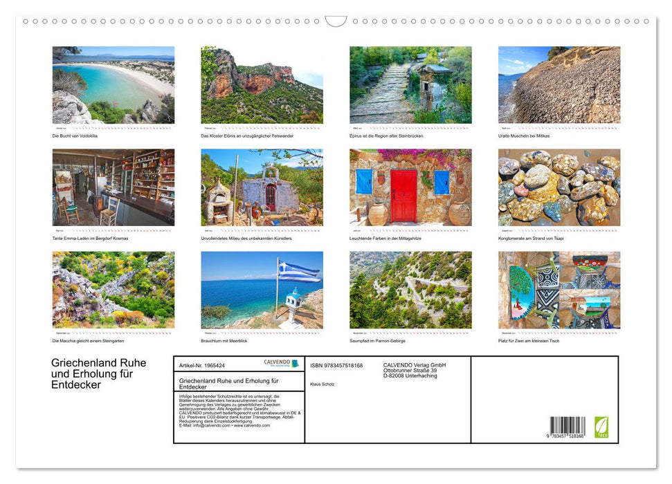 Griechenland Ruhe und Erholung für Entdecker (CALVENDO Wandkalender 2026)