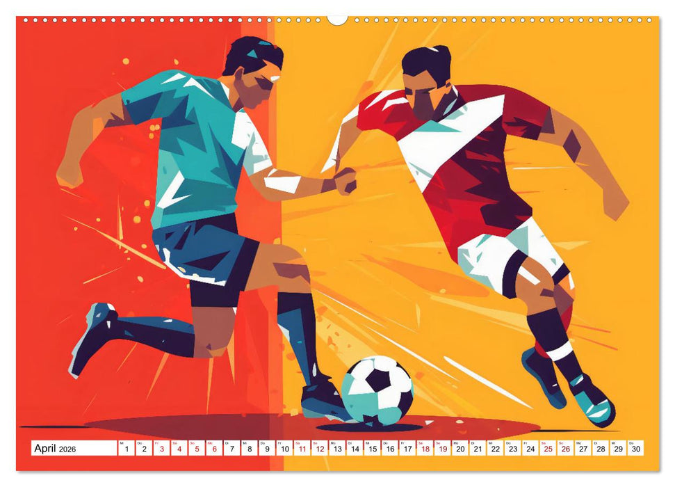 Magie des Fussballs - Illustrierte Emotionen auf dem Rasen (CALVENDO Premium Wandkalender 2026)
