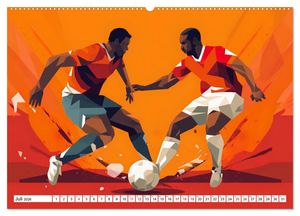 Magie des Fussballs - Illustrierte Emotionen auf dem Rasen (CALVENDO Premium Wandkalender 2026)