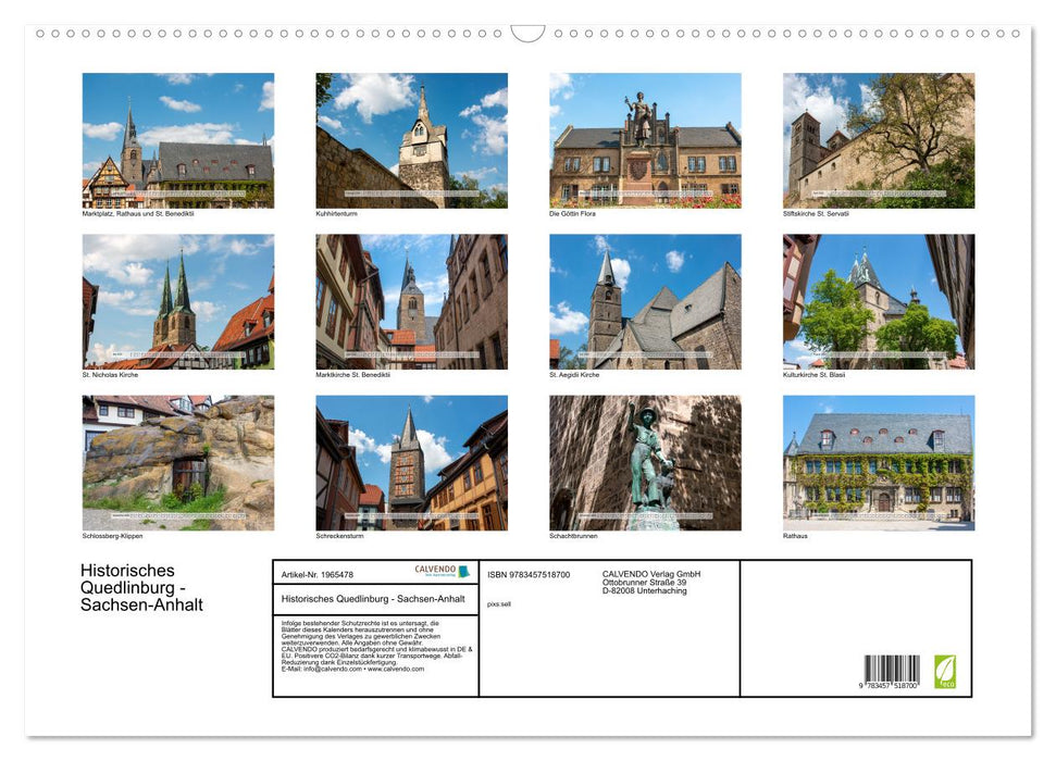 Historisches Quedlinburg - Sachsen-Anhalt (CALVENDO Wandkalender 2026)
