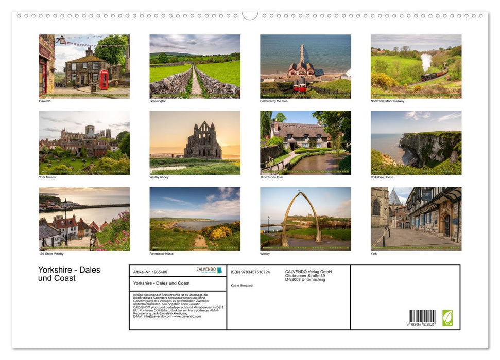 Yorkshire - Dales und Coast (CALVENDO Wandkalender 2026)
