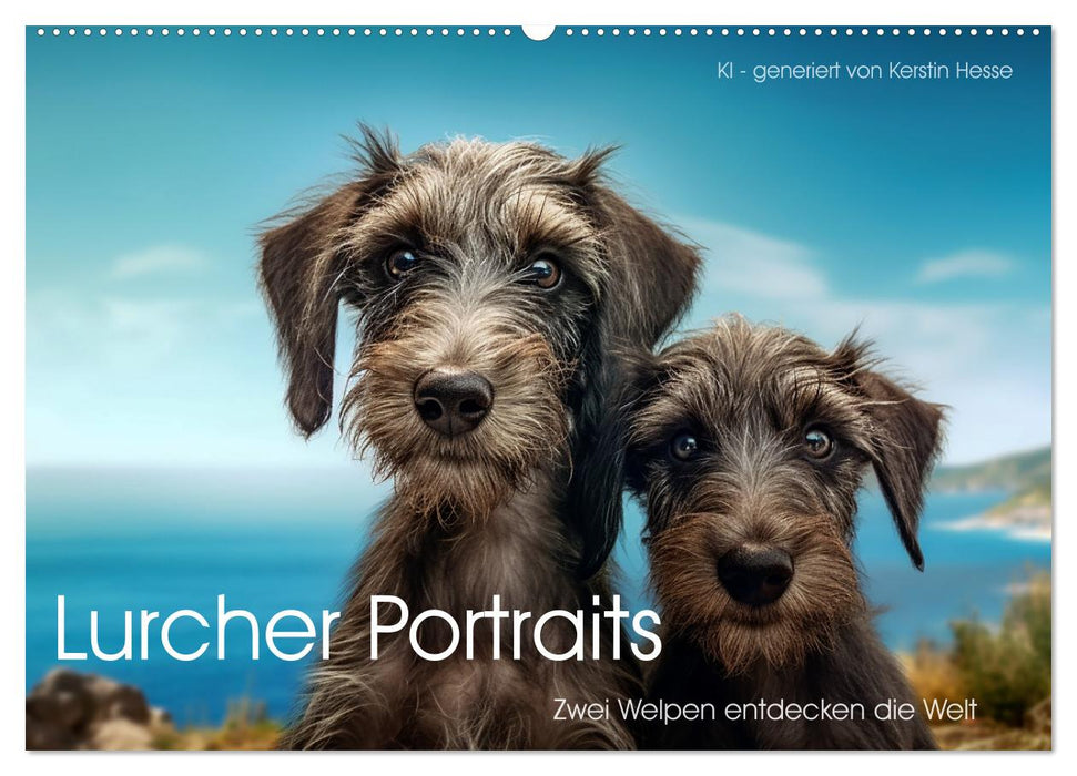 Lurcher Portraits - Zwei Welpen entdecken die Welt (CALVENDO Wandkalender 2026)