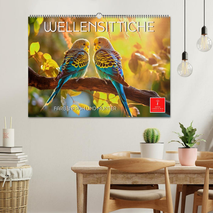 Wellensittiche farbenfroh und munter (CALVENDO Wandkalender 2026)