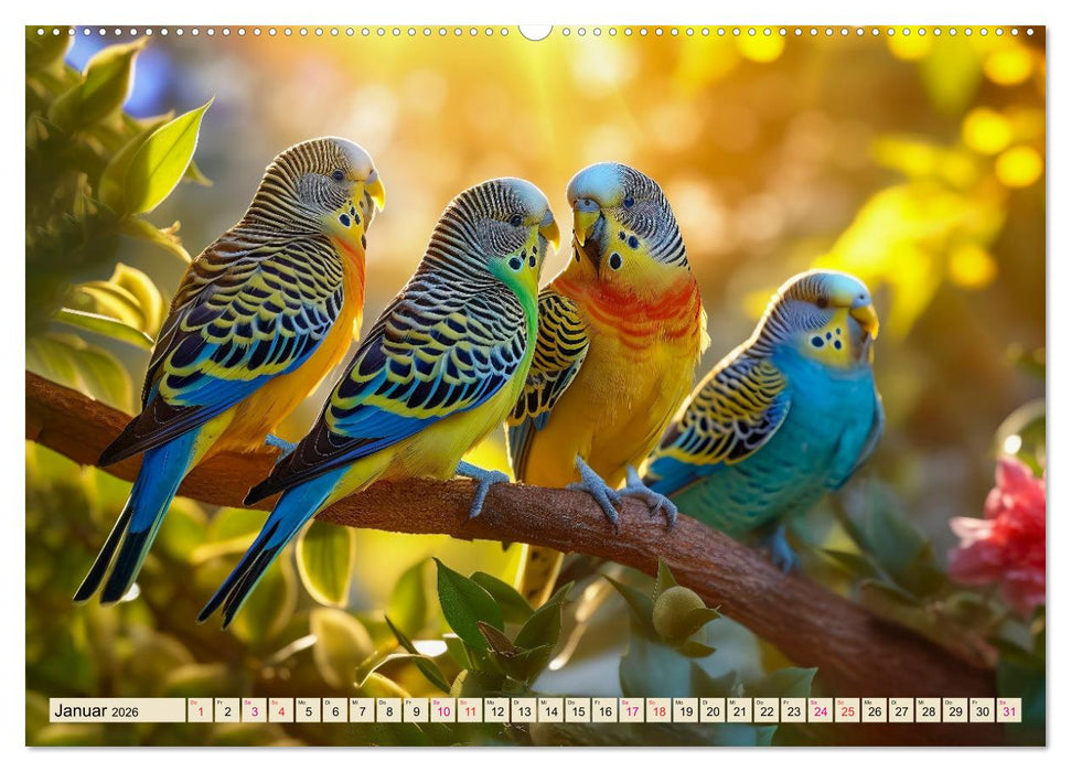 Wellensittiche farbenfroh und munter (CALVENDO Wandkalender 2026)