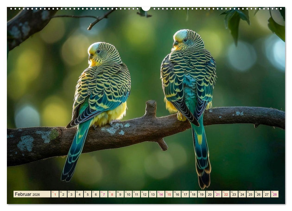 Wellensittiche farbenfroh und munter (CALVENDO Wandkalender 2026)