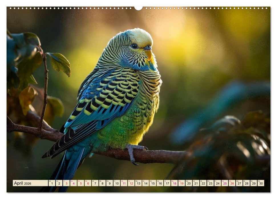Wellensittiche farbenfroh und munter (CALVENDO Wandkalender 2026)