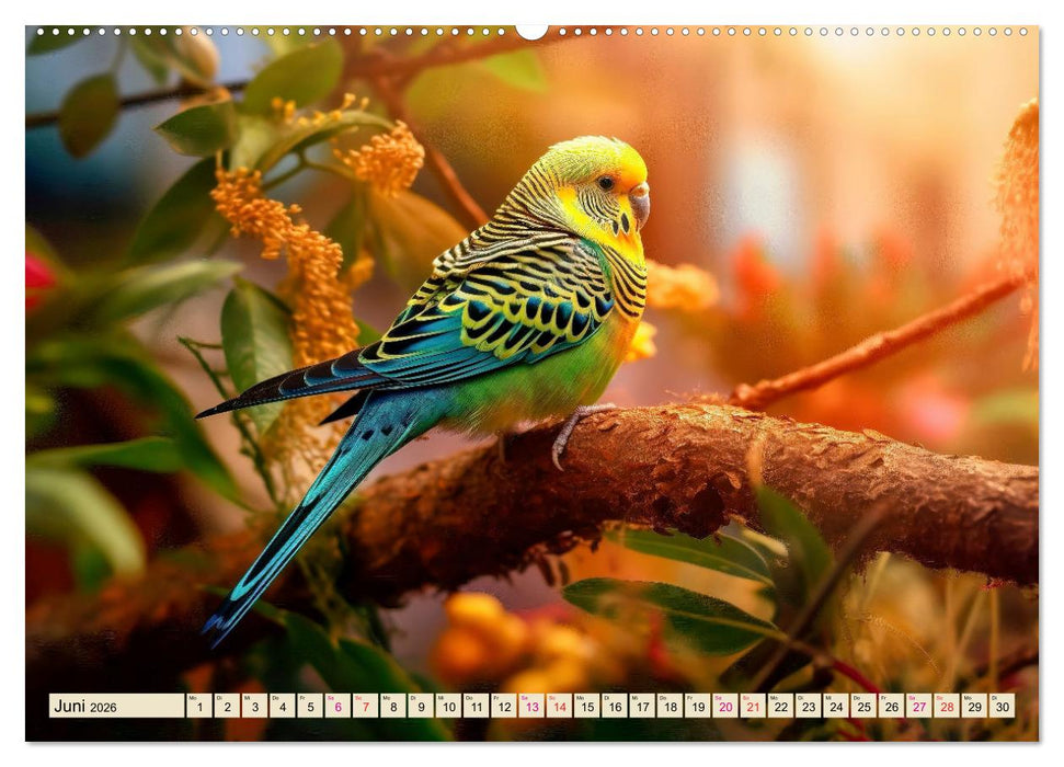 Wellensittiche farbenfroh und munter (CALVENDO Wandkalender 2026)
