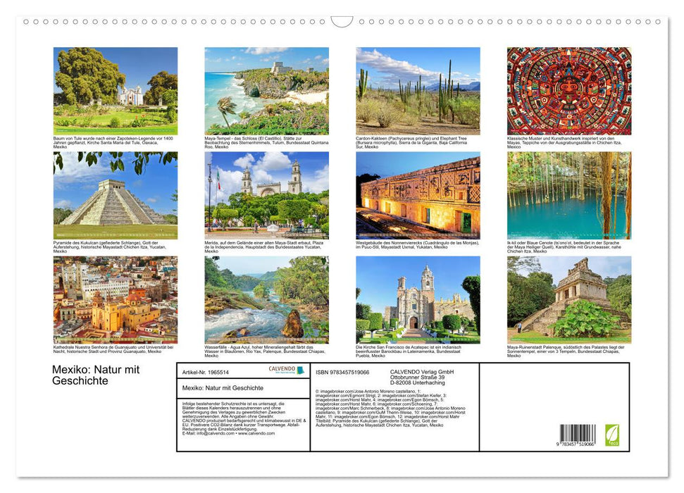 Mexiko: Natur mit Geschichte (CALVENDO Wandkalender 2026)