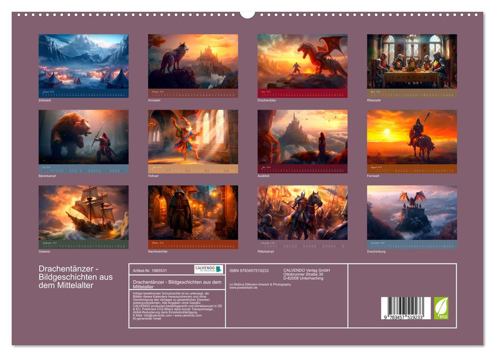 Drachentänzer - Bildgeschichten aus dem Mittelalter (CALVENDO Premium Wandkalender 2026)
