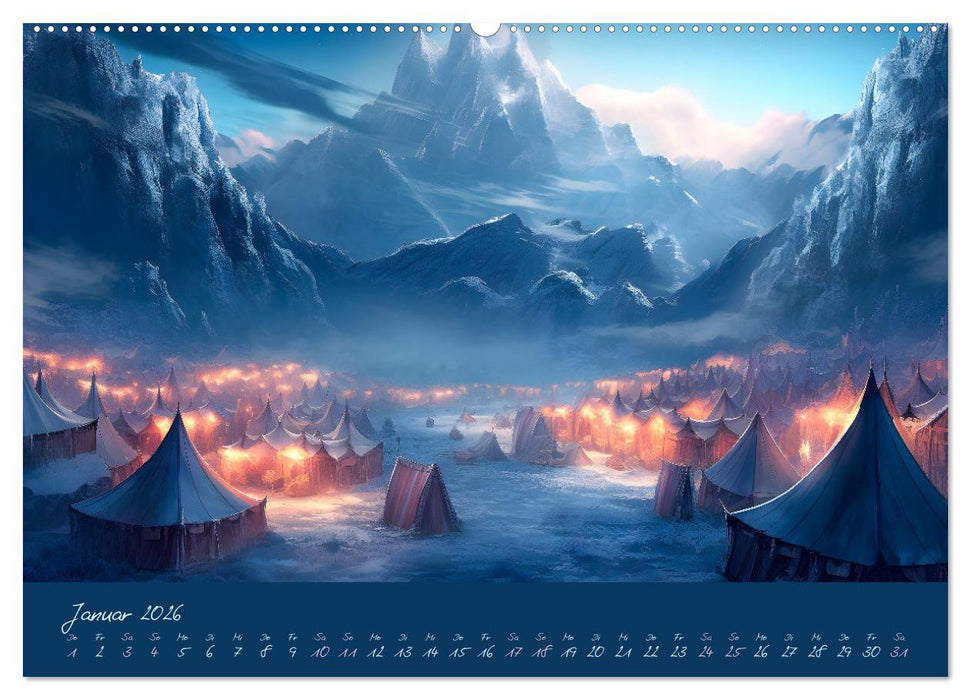 Drachentänzer - Bildgeschichten aus dem Mittelalter (CALVENDO Premium Wandkalender 2026)