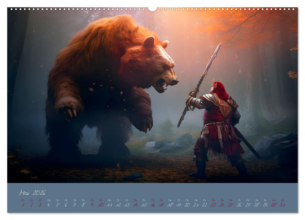 Drachentänzer - Bildgeschichten aus dem Mittelalter (CALVENDO Premium Wandkalender 2026)