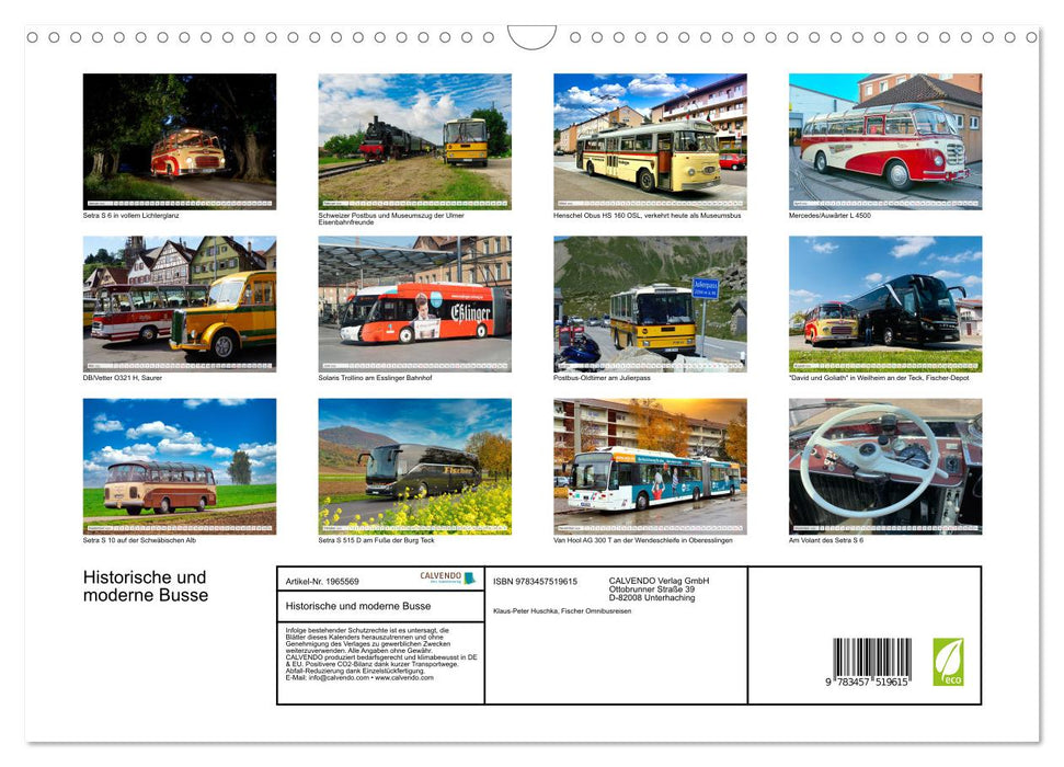 Historische und moderne Busse (CALVENDO Wandkalender 2026)
