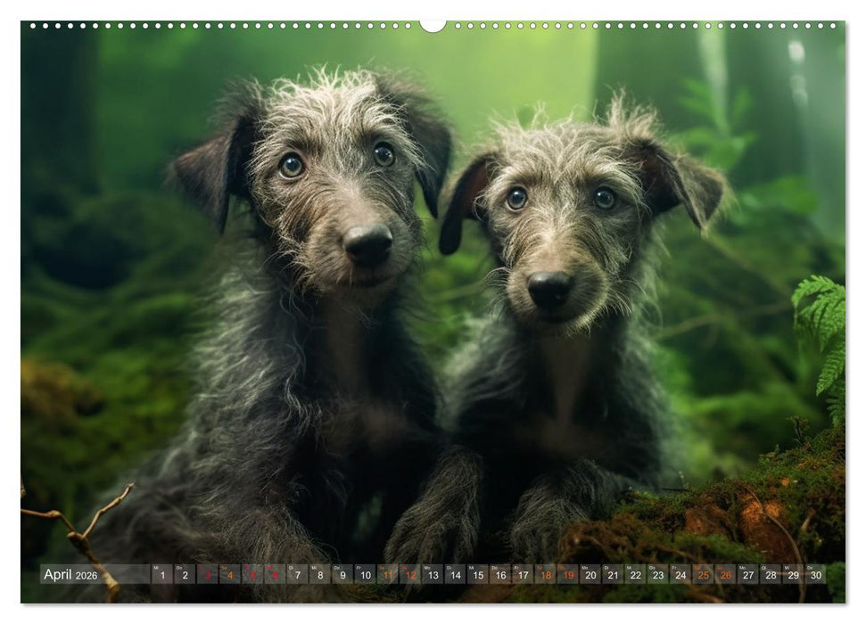 Lurcher Portraits - Zwei Welpen entdecken die Welt (CALVENDO Premium Wandkalender 2026)
