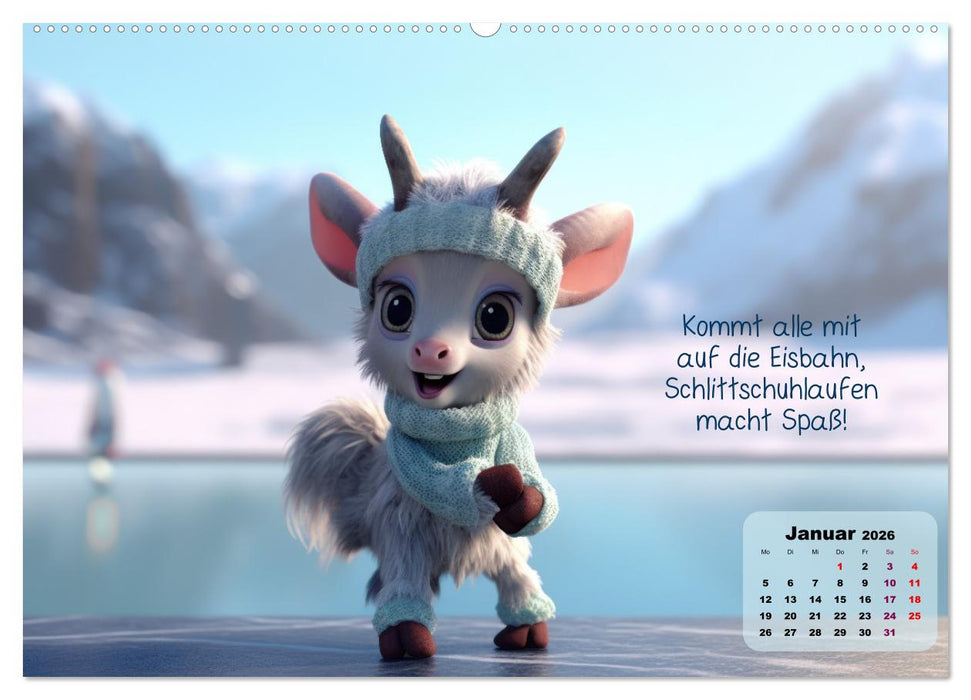 Ziegenkinder haben das ganze Jahr Spaß (CALVENDO Premium Wandkalender 2026)