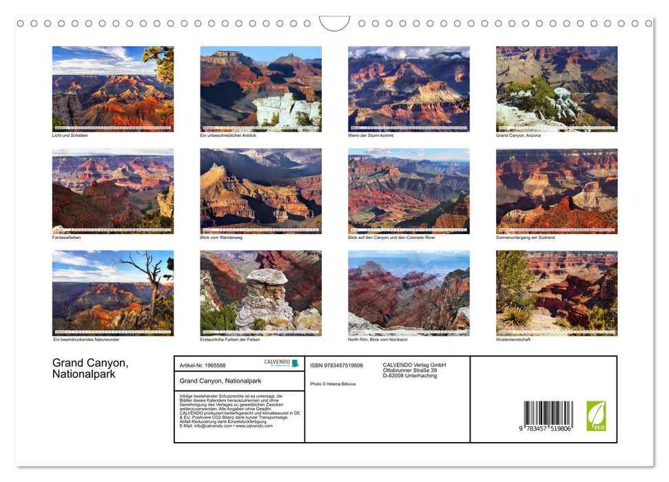 Grand Canyon, Nationalpark (CALVENDO Wandkalender 2026)