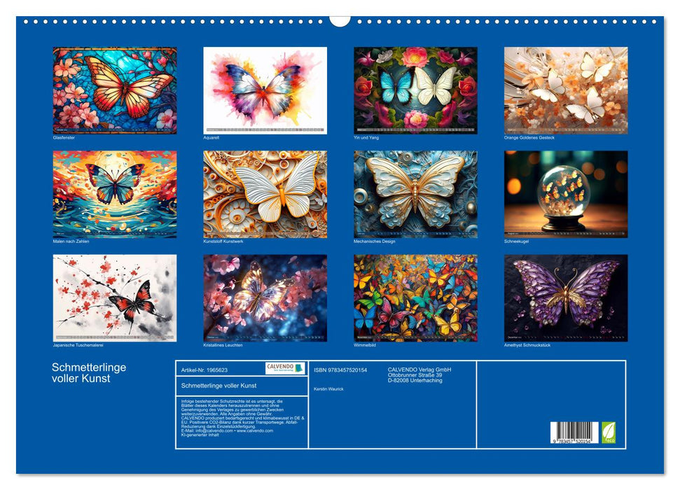 Schmetterlinge voller Kunst (CALVENDO Wandkalender 2026)