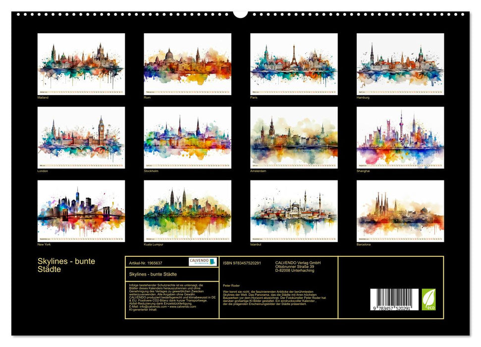 Skylines - bunte Städte (CALVENDO Premium Wandkalender 2026)