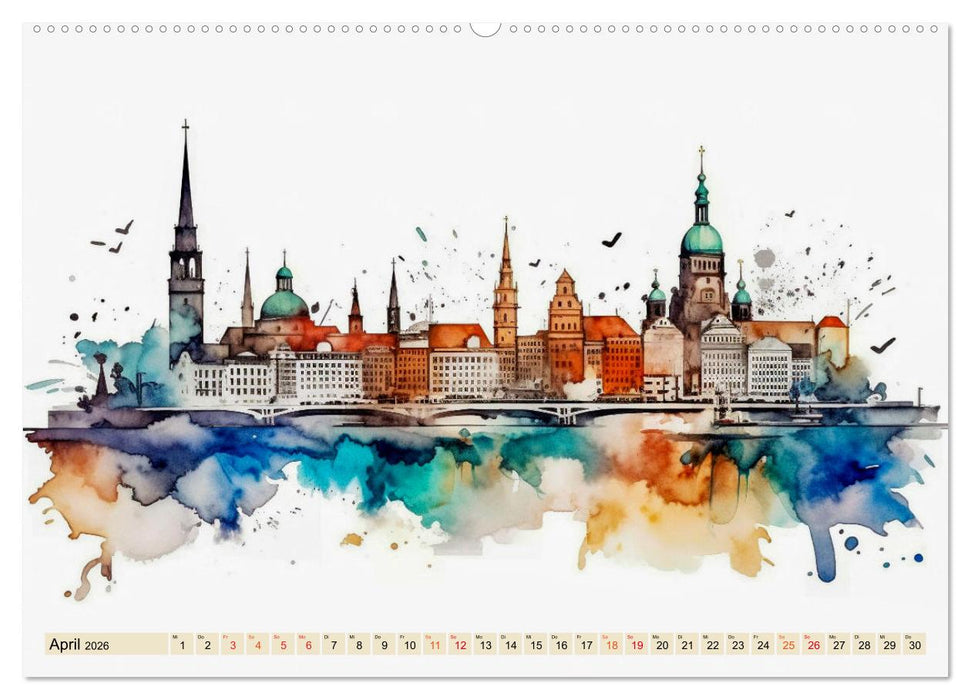 Skylines - bunte Städte (CALVENDO Premium Wandkalender 2026)