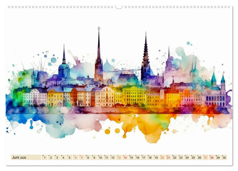 Skylines - bunte Städte (CALVENDO Premium Wandkalender 2026)