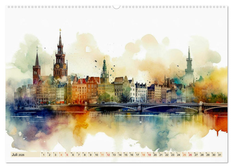 Skylines - bunte Städte (CALVENDO Premium Wandkalender 2026)