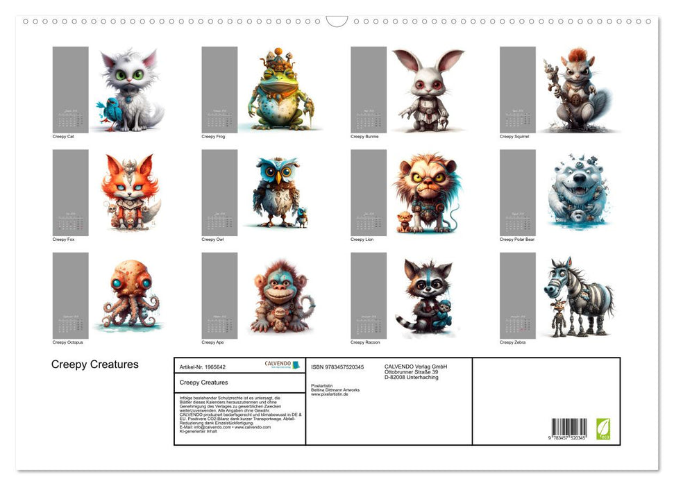 Creepy Creatures (CALVENDO Wandkalender 2026)