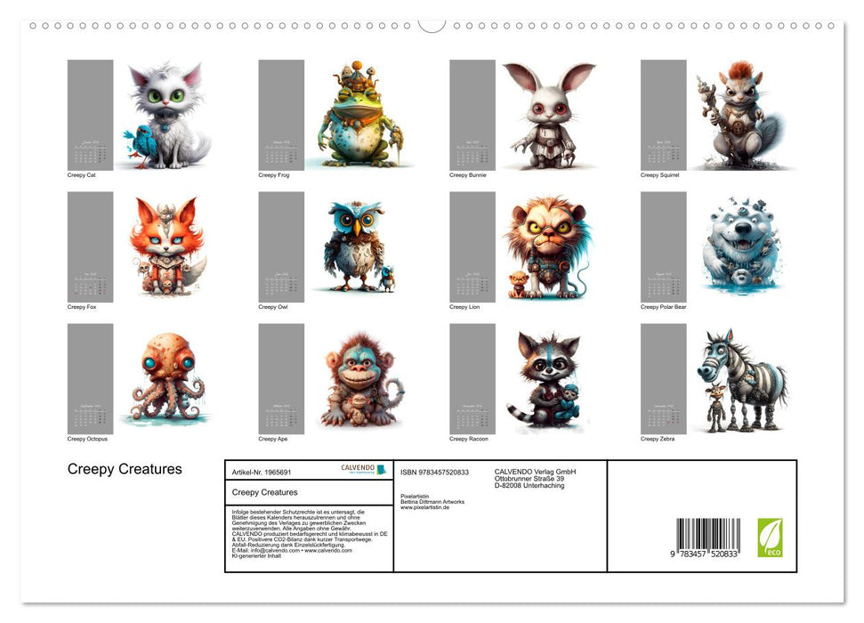Creepy Creatures (CALVENDO Premium Wandkalender 2026)