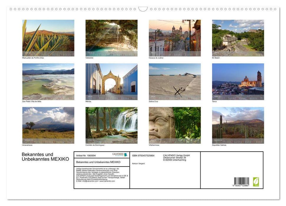 Bekanntes und Unbekanntes MEXIKO (CALVENDO Wandkalender 2026)