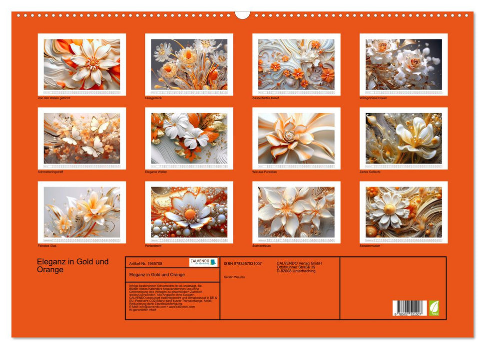 Eleganz in Gold und Orange (CALVENDO Wandkalender 2026)