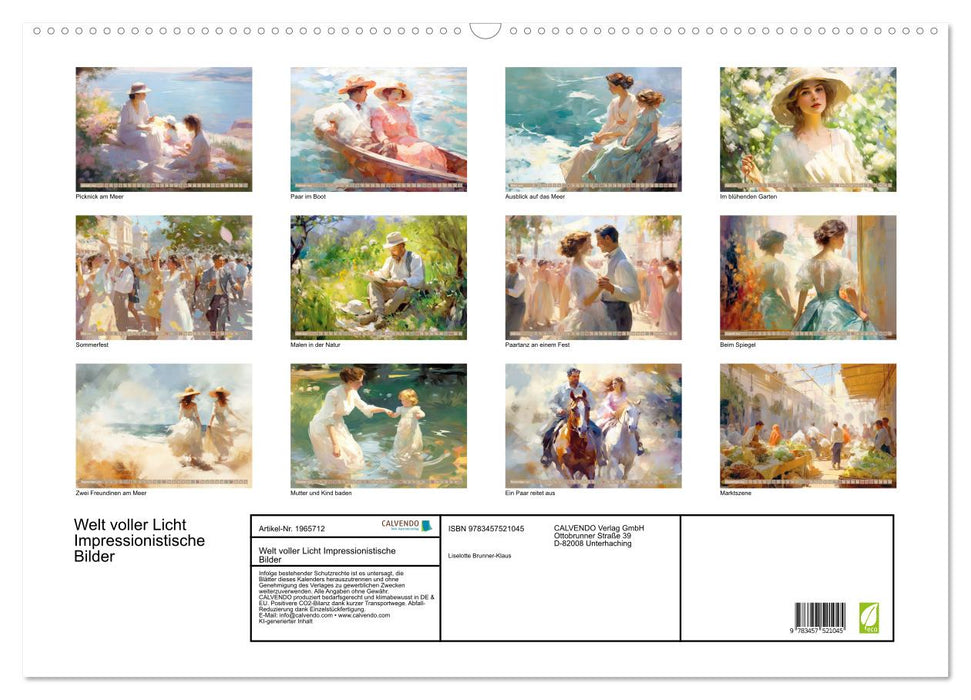 Welt voller Licht Impressionistische Bilder (CALVENDO Wandkalender 2026)