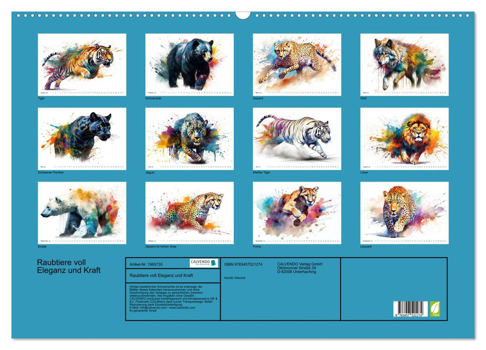 Raubtiere voll Eleganz und Kraft (CALVENDO Wandkalender 2026)