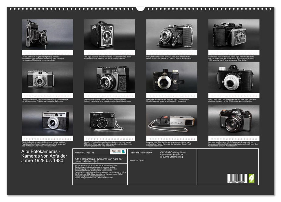 Alte Fotokameras - Kameras von Agfa der Jahre 1928 bis 1980 (CALVENDO Wandkalender 2026)