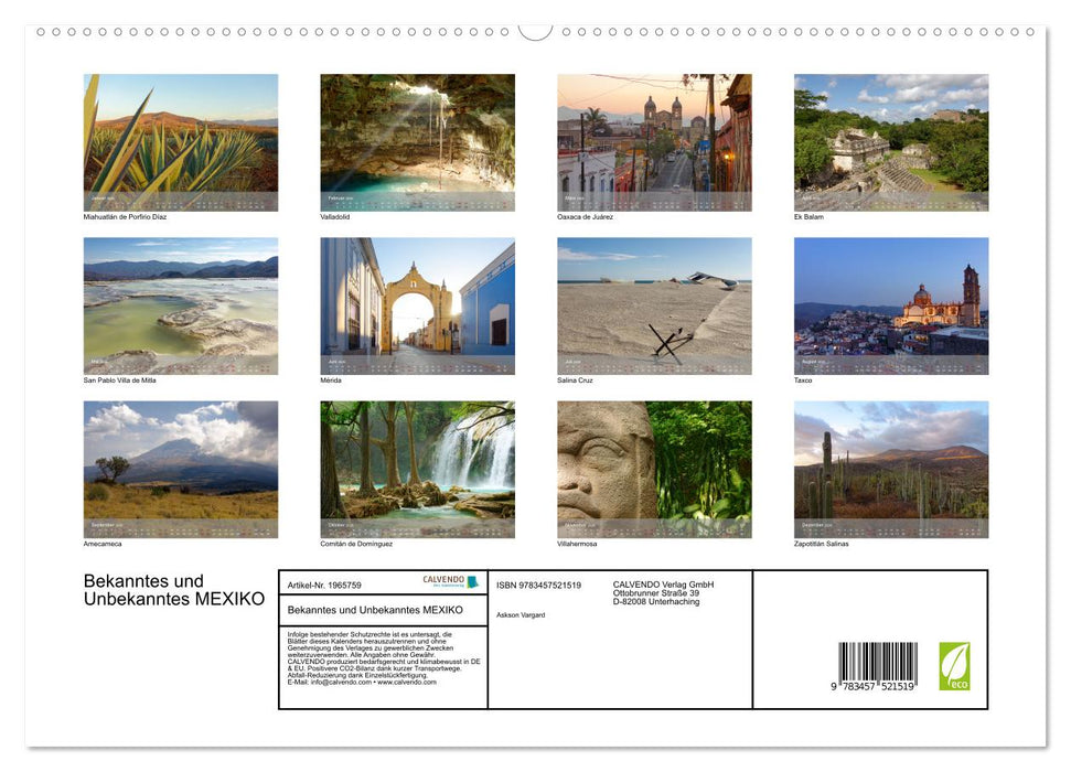 Bekanntes und Unbekanntes MEXIKO (CALVENDO Premium Wandkalender 2026)