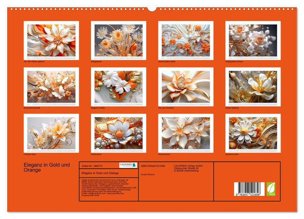 Eleganz in Gold und Orange (CALVENDO Premium Wandkalender 2026)