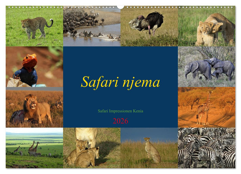 Safari njema - Safari Impressionen Kenia (CALVENDO Wandkalender 2026)