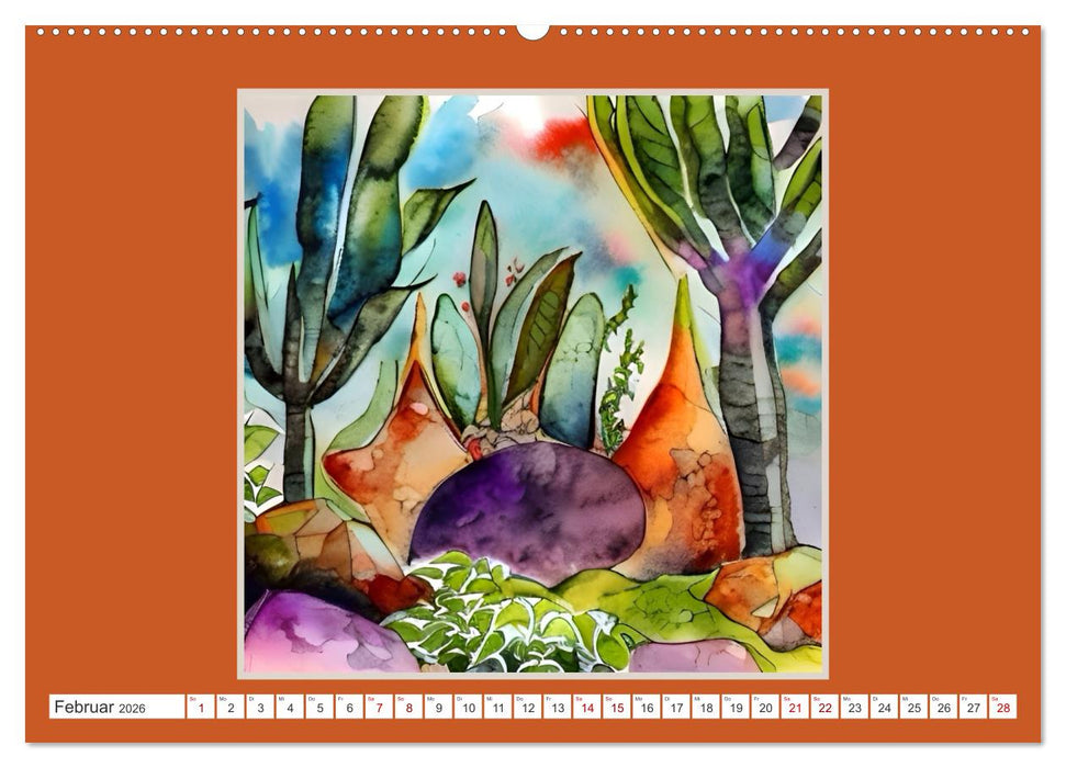 Fantastische Gartenwelten - Aquarellbilder voller Inspiration (CALVENDO Premium Wandkalender 2026)