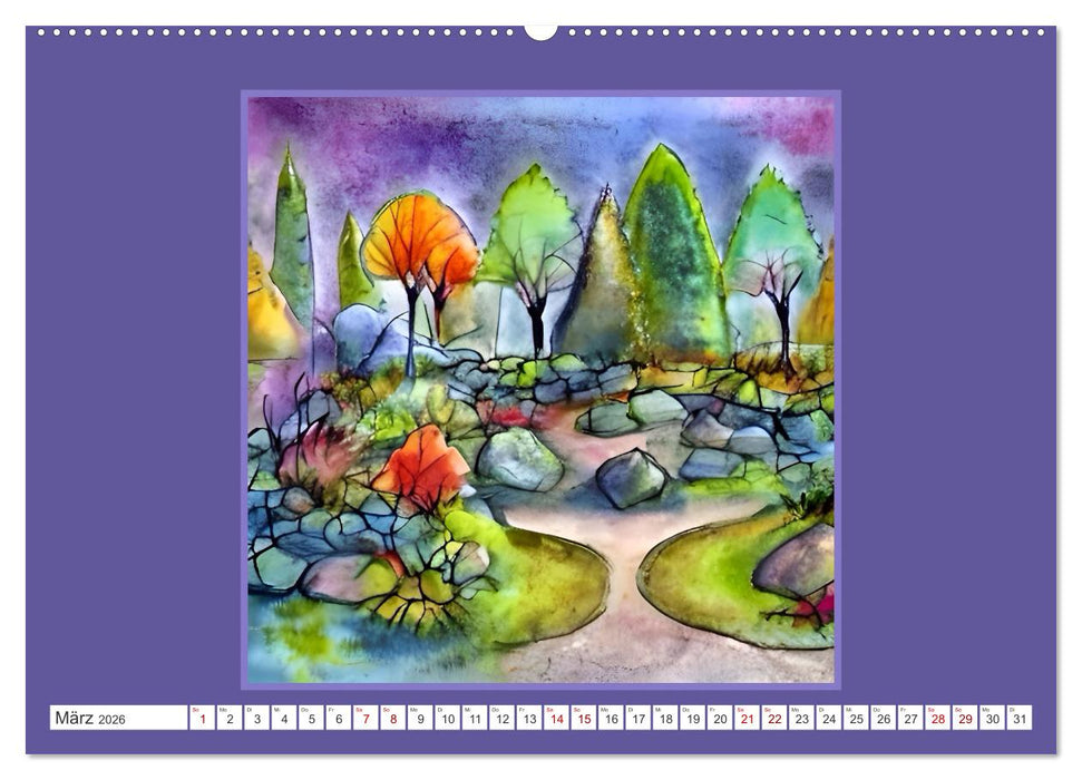 Fantastische Gartenwelten - Aquarellbilder voller Inspiration (CALVENDO Premium Wandkalender 2026)