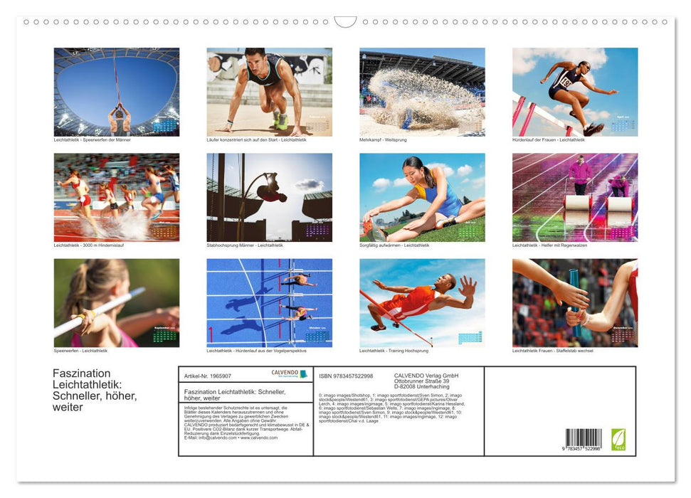 Faszination Leichtathletik: Schneller, höher, weiter (CALVENDO Wandkalender 2026)