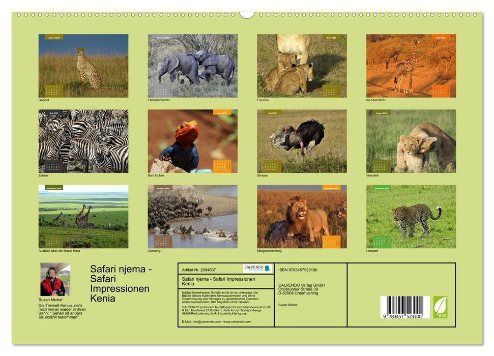 Safari njema - Safari Impressionen Kenia (CALVENDO Premium Wandkalender 2026)