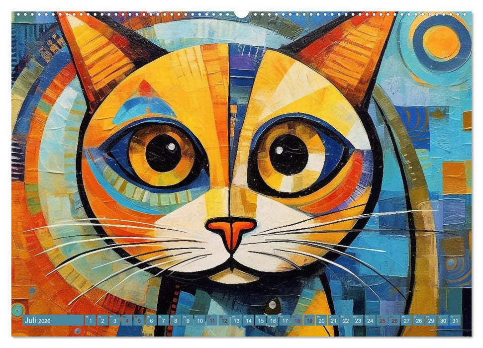 Lustige Katzen im Stil der Meister (CALVENDO Premium Wandkalender 2026)