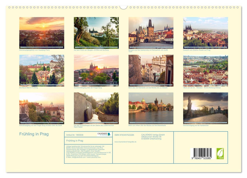 Frühling in Prag (CALVENDO Premium Wandkalender 2026)