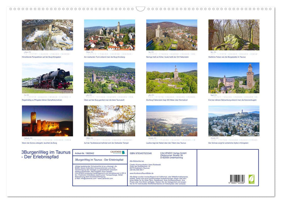 3BurgenWeg im Taunus - Der Erlebnispfad (CALVENDO Wandkalender 2026)
