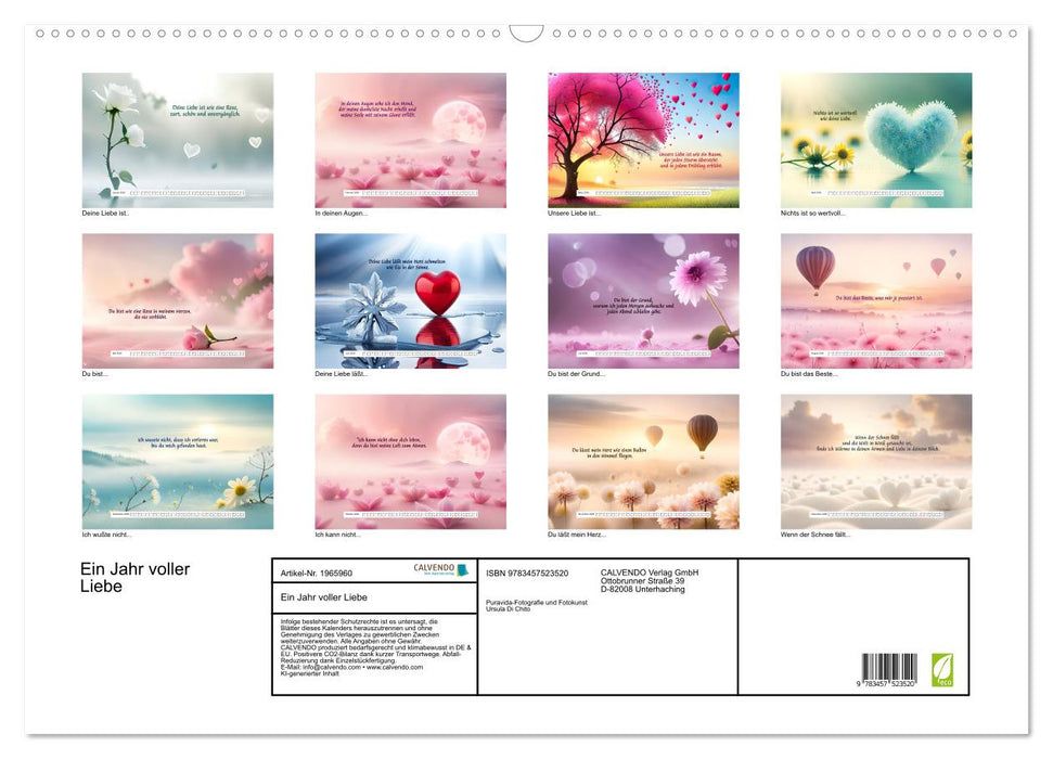 Ein Jahr voller Liebe (CALVENDO Wandkalender 2026)