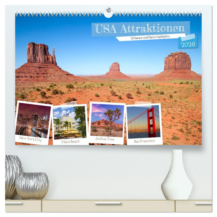 USA ATTRAKTIONEN Urbanes und Naturhighlights (CALVENDO Premium Wandkalender 2026)