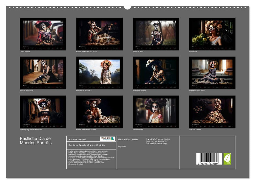 Festliche Dia de Muertos Porträts (CALVENDO Premium Wandkalender 2026)