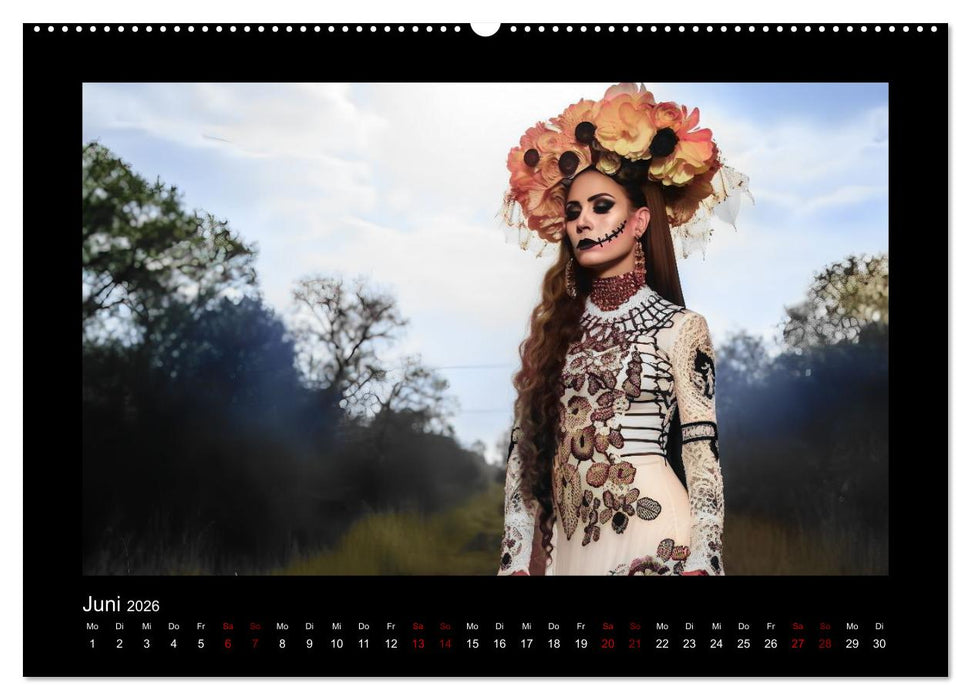 Festliche Dia de Muertos Porträts (CALVENDO Premium Wandkalender 2026)