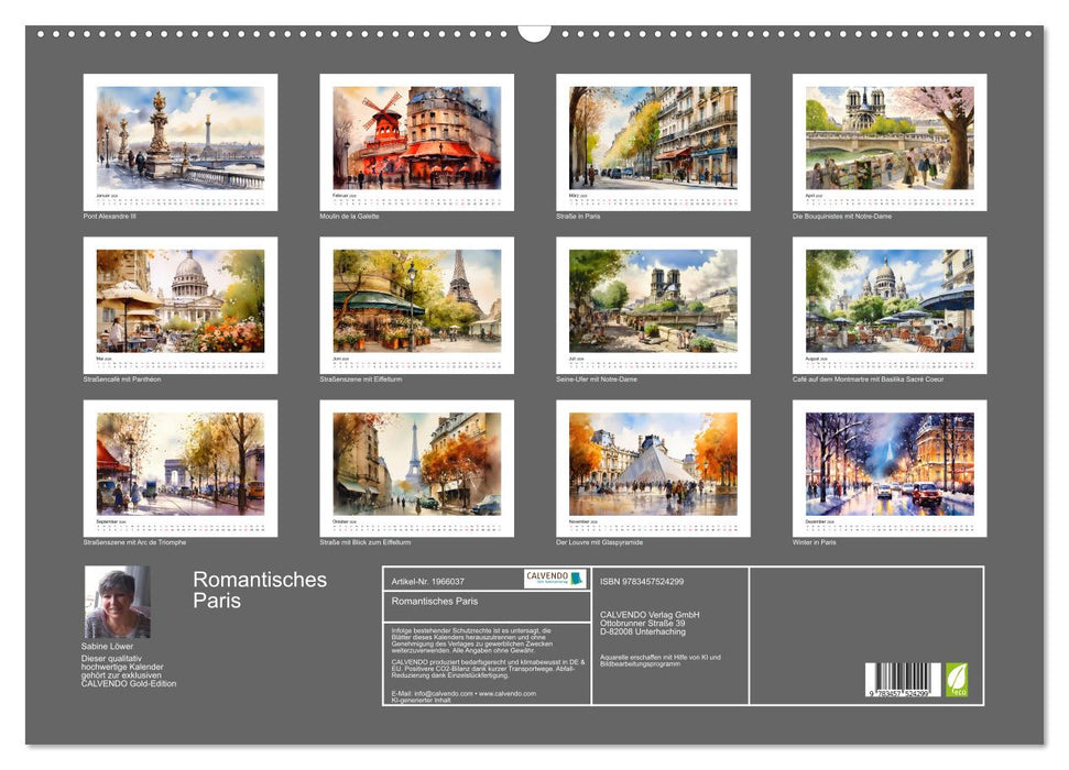 Romantisches Paris (CALVENDO Wandkalender 2026)