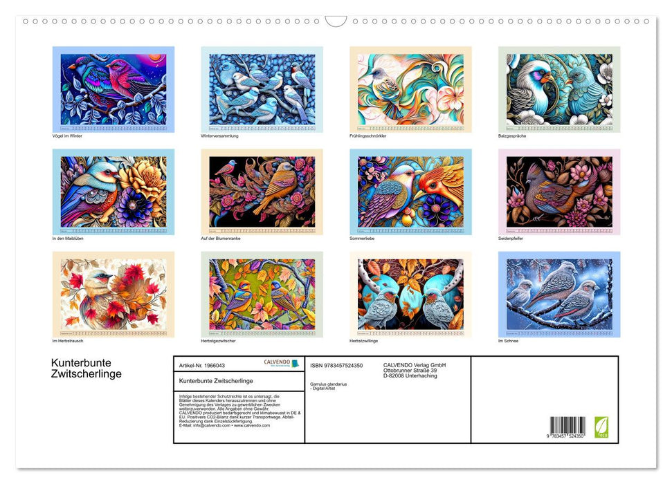 Kunterbunte Zwitscherlinge (CALVENDO Wandkalender 2026)
