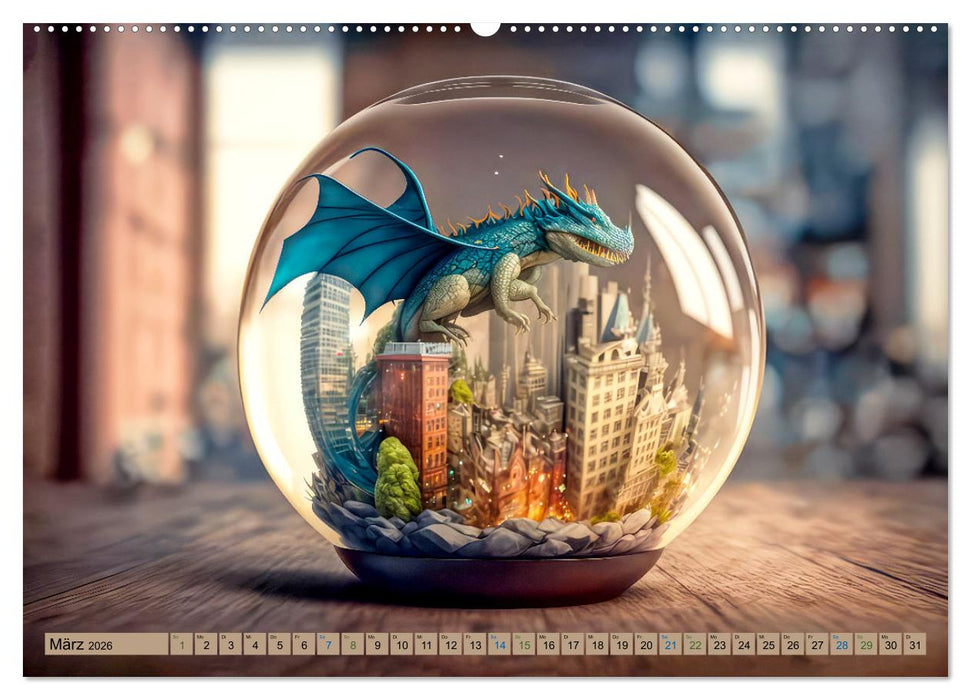 Miniaturwelt in der Glaskugel (CALVENDO Premium Wandkalender 2026)