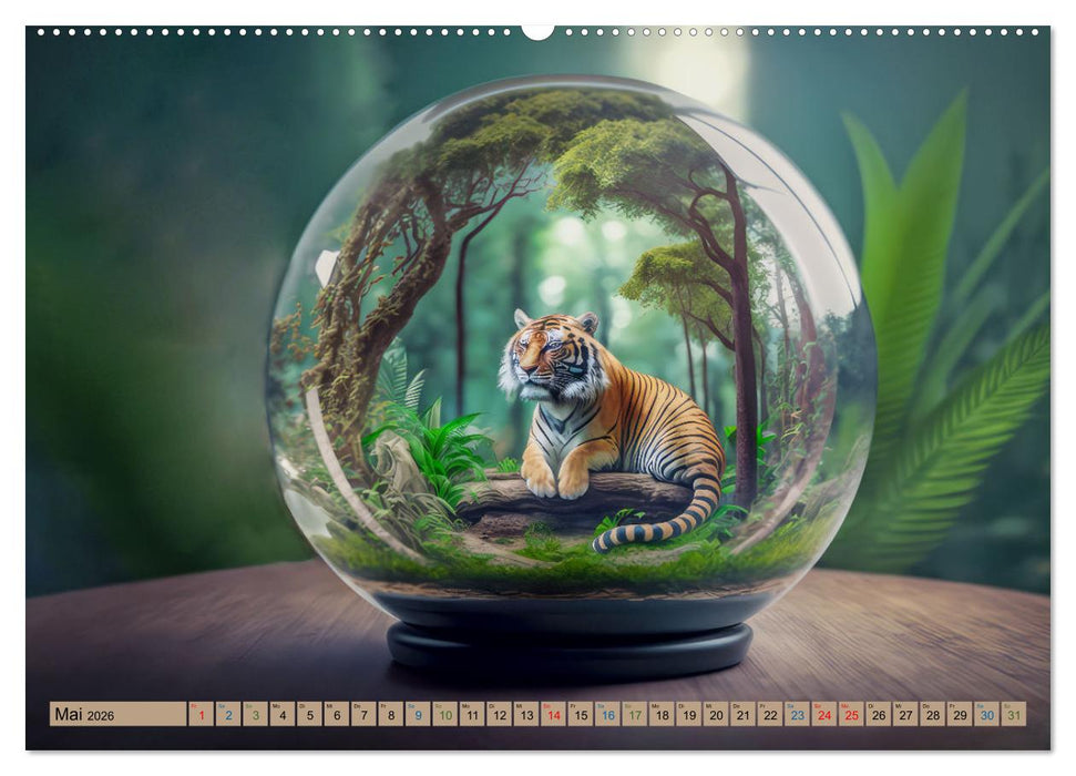Miniaturwelt in der Glaskugel (CALVENDO Premium Wandkalender 2026)