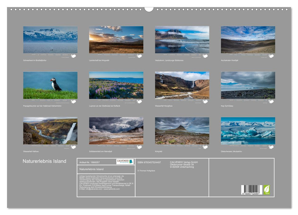Naturerlebnis Island (CALVENDO Wandkalender 2026)